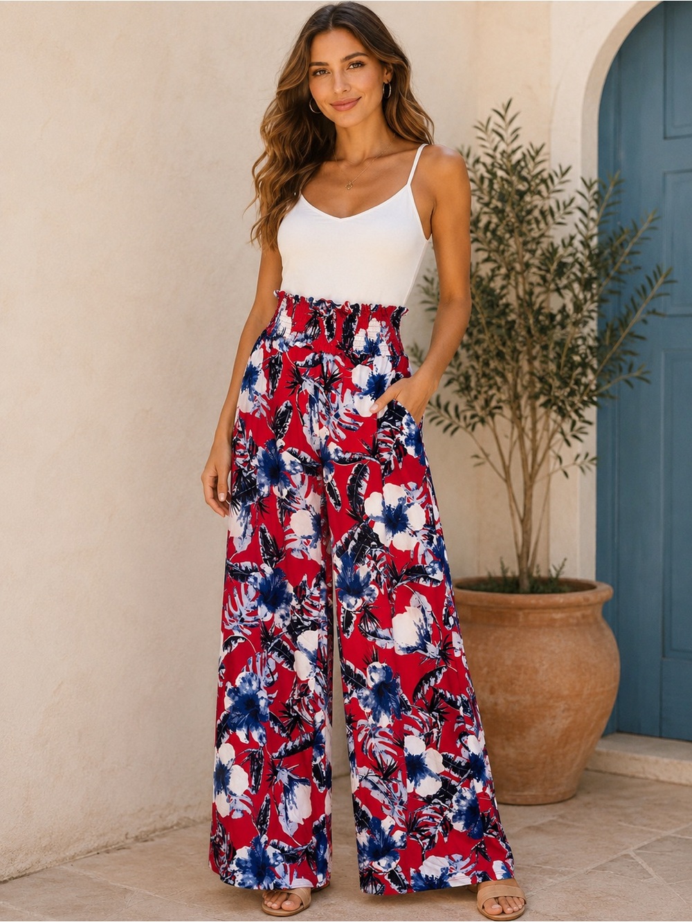 Love by Design Tropical Floral Palazzo Pants NWT Medium Nordstrom Rack
